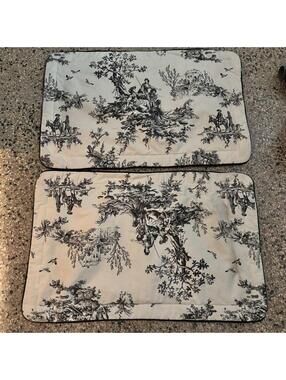 Thomasville - Set Of 2King Pillow Sham Black/Ivory Toile Cottage Country French